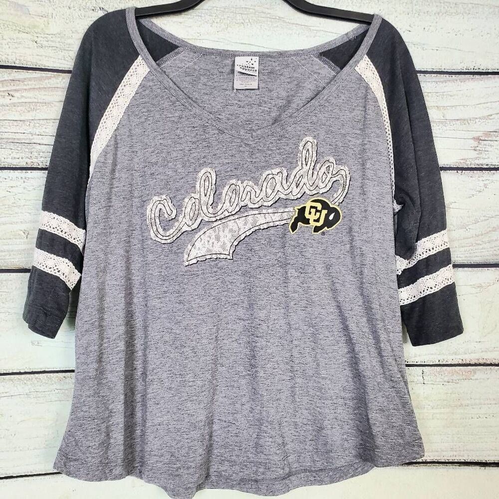 Creative Apparel Concepts Colorado Buffaloes V-Neck Lace Trim Tee Women’s 2XL